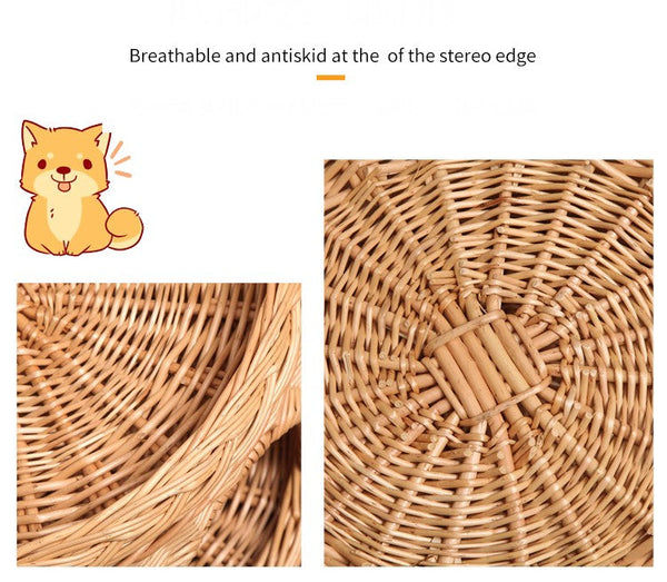 Large Cat House Basket with Washable Cushion for Indoor Cats and Dogs, Triple-Layer Cat Bed-LargePaintingArt.com