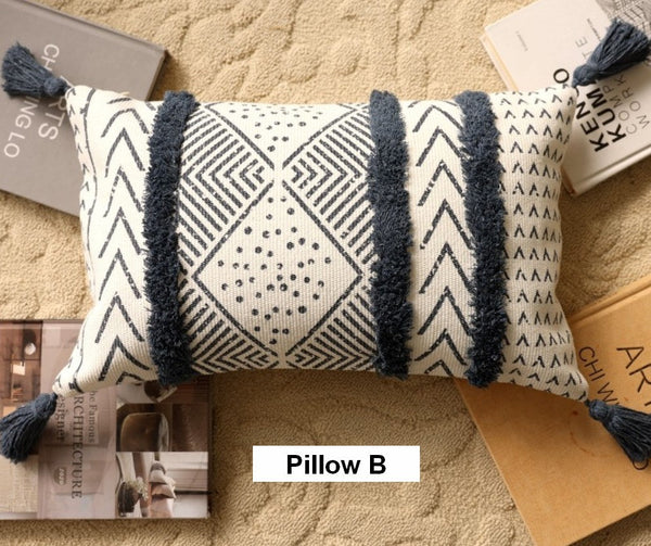 Oriental Square Pillows for Couch, Decorative Throw Pillows for Dining Room, Decorative Sofa Pillow Covers, Bohemian Geometric Modern Pillows-LargePaintingArt.com