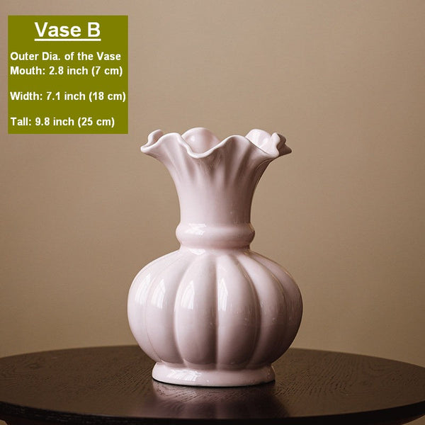 Handmade Water Holding Flower Vase, Ceramic Bud Vases, Small Flower Vases on Table, Rustic Porcelain Flower Vases-LargePaintingArt.com