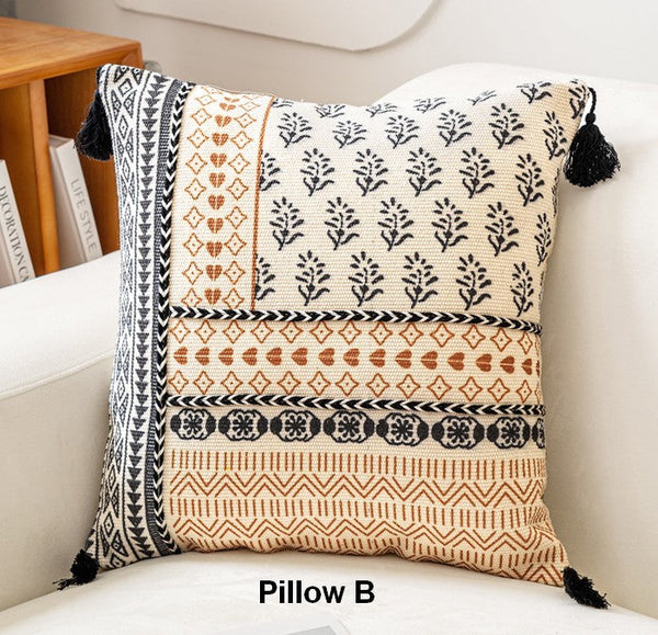 Geometric Modern Pillows, Decorative Throw Pillows for Living Room, Bohemian Decorative Sofa Pillows, Oriental Square Pillows for Couch