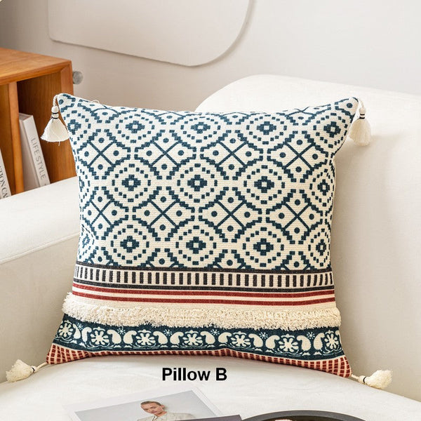 Modern Square Pillows for Couch, Contemporary Pillow Covers, Oriental Decorative Throw Pillows for Bedroom, Bohemian Decorative Sofa Pillows-LargePaintingArt.com