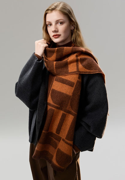 Casual Scarf for Women, Modern Wool Scarf for Women, Fashion Designer Scarf, Cold Weather Scarf, Winter Scarf, Soft Cashmere Scarf for Women-LargePaintingArt.com