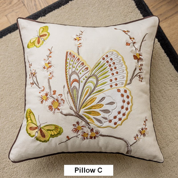 Modern Decorative Pillows for Couch, Butterfly Dragonfly Cotton and linen Pillow Cover, Decorative Throw Pillows for Living Room, Decorative Sofa Pillows-LargePaintingArt.com