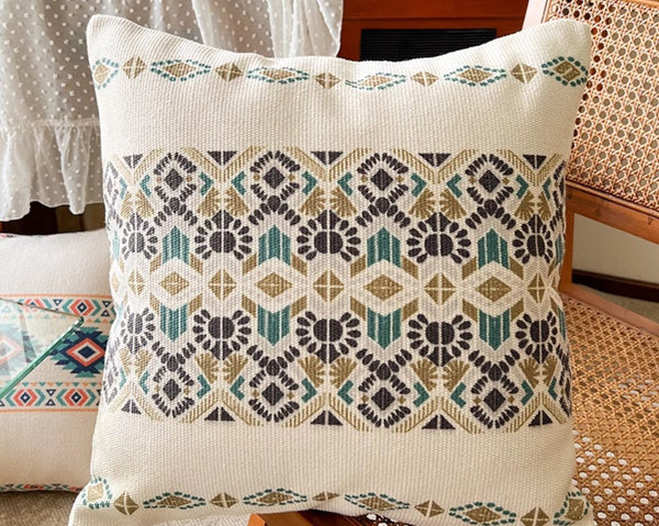 Modern Square Pillows for Couch, Geometric Modern Pillow Covers, Oriental Decorative Throw Pillows for Dining Room, Bohemian Decorative Sofa Pillows-LargePaintingArt.com
