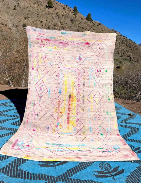 Traditional Colorful Moroccan Rug, Bedroom Vintage Rugs, Extra Large Vintage Persian Rugs, Morocco Rugs for Dining Room, Oversized Area Rugs for Living Room-LargePaintingArt.com