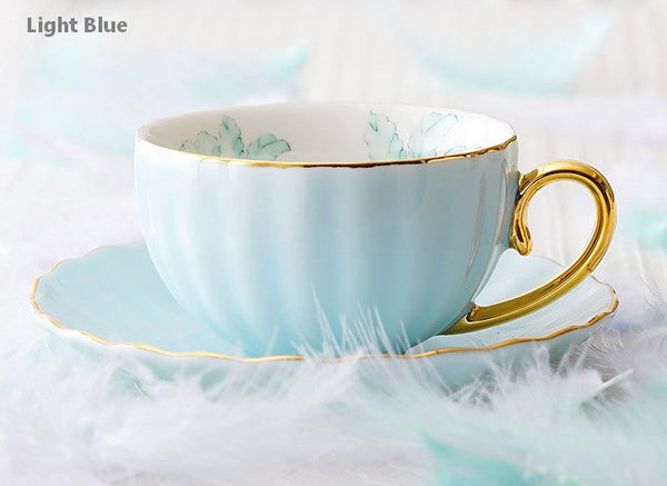 Beautiful British Tea Cups, Unique Traditional Afternoon Tea Cup and Saucer, Elegant Ceramic Coffee Cups, Royal Porcelain Tea Cup Set-LargePaintingArt.com