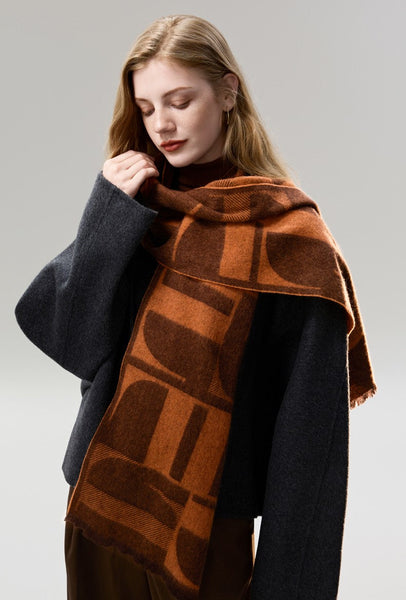 Casual Scarf for Women, Modern Wool Scarf for Women, Fashion Designer Scarf, Cold Weather Scarf, Winter Scarf, Soft Cashmere Scarf for Women-LargePaintingArt.com