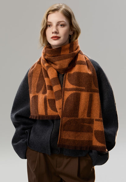 Casual Scarf for Women, Modern Wool Scarf for Women, Fashion Designer Scarf, Cold Weather Scarf, Winter Scarf, Soft Cashmere Scarf for Women-LargePaintingArt.com