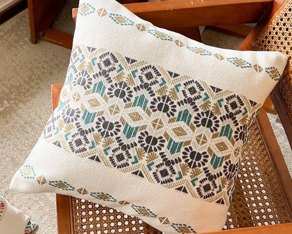 Modern Square Pillows for Couch, Geometric Modern Pillow Covers, Oriental Decorative Throw Pillows for Dining Room, Bohemian Decorative Sofa Pillows-LargePaintingArt.com