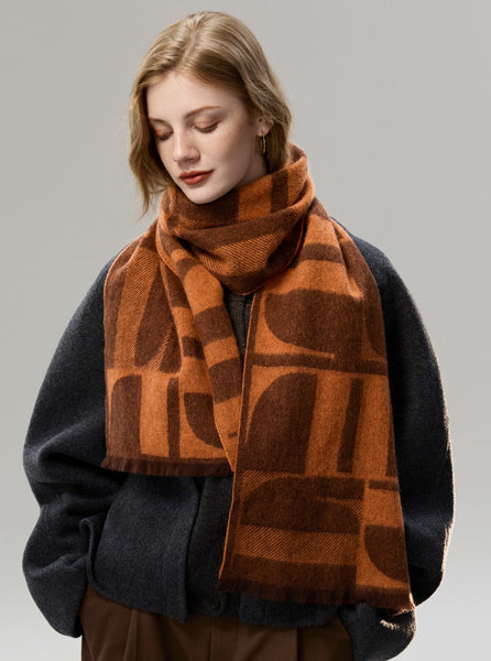 Casual Scarf for Women, Modern Wool Scarf for Women, Fashion Designer Scarf, Cold Weather Scarf, Winter Scarf, Soft Cashmere Scarf for Women-LargePaintingArt.com