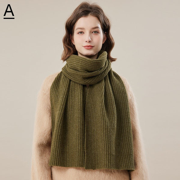 Casual Scarf for Women, Cold Weather Scarf, Warm Winter Scarf, Soft Cashmere Scarf for Women, Fashion Designer Scarf, Green White Grey Wool Scarf for Women-LargePaintingArt.com