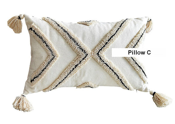 Beige Decorative Throw Pillows, Geometric Square Modern Throw Pillows for Couch, Contemporary Throw Pillow for Interior Design-LargePaintingArt.com