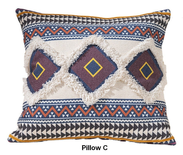 Decorative Square Pillow Covers, Bohemian Decorative Sofa Pillows for Bedroom, Geometric Pattern Decorative Pillow for Couch-LargePaintingArt.com