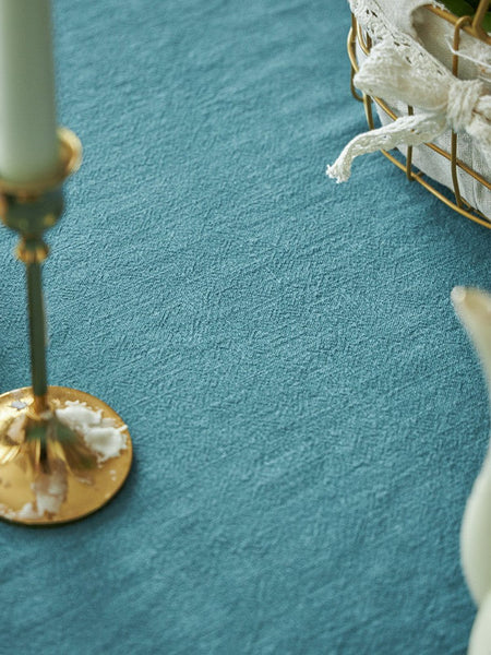 Extra Large Rectangle Tablecloth for Dining Room Table, Blue Modern Long Table Cover, Ramie Tablecloth for Home Decoration, Square Tablecloth for Round Table-LargePaintingArt.com