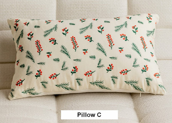 Decorative Pillows for Couch, Farmhouse Decorative Pillows for Sofa, Embroider Flower Cotton Pillow Covers, Spring Flower Decorative Pillows for Bedroom-LargePaintingArt.com