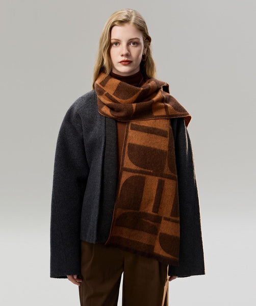 Casual Scarf for Women, Modern Wool Scarf for Women, Fashion Designer Scarf, Cold Weather Scarf, Winter Scarf, Soft Cashmere Scarf for Women-LargePaintingArt.com