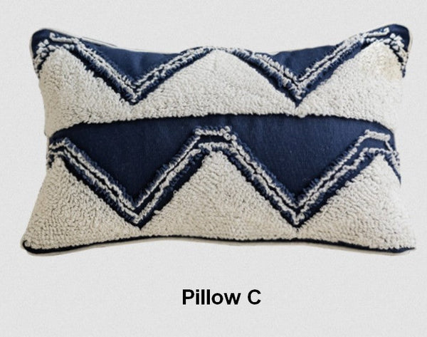 Modern Decorative Pillows for Bedroom, Decorative Pillow Covers, Blue Square Modern Decorative Pillows for Couch, Contemporary Modern Sofa Pillows-LargePaintingArt.com