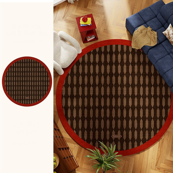 Geometric Modern Rugs for Living Room, Mid Century Circular Rugs for Bedroom, Abstract Contemporary Round Rugs under Chairs, Modern Rugs for Dining Room-LargePaintingArt.com