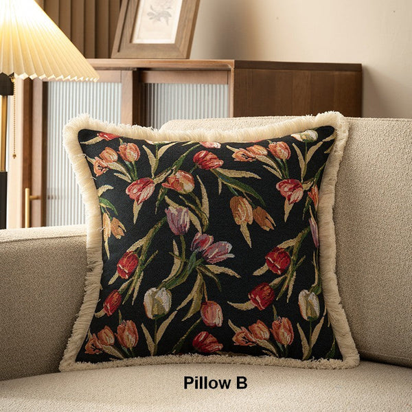 Tulip Flower Pillow Covers, Large Flower Decorative Pillows for Bedroom, Decorative Sofa Pillows for Couch, Farmhouse Decorative Pillows-LargePaintingArt.com