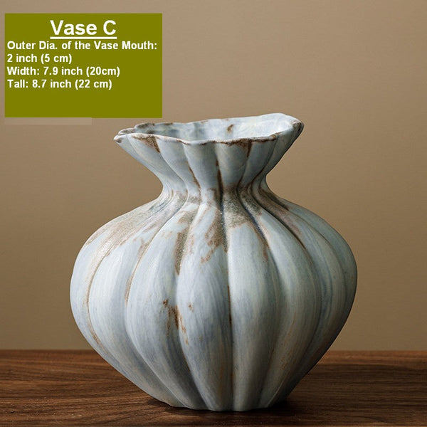 Modern Flower Vase Centerpiece on Table, Handmade Water Holding Flower Vases, Porcelain Flower Vases, Ceramic Bouquet Vases-LargePaintingArt.com