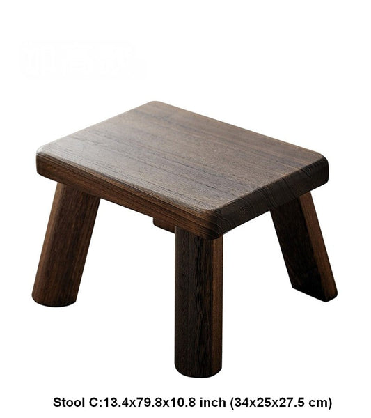 Dining Table Stool, Shoe-changing Stool, Solid Wood low Stool, Paulownia Wood Stool, Children's Wooden Stool, Sofa Stool-LargePaintingArt.com