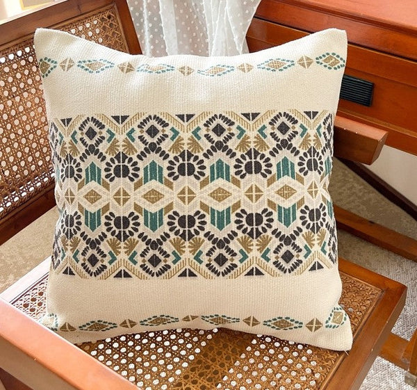 Modern Square Pillows for Couch, Geometric Modern Pillow Covers, Oriental Decorative Throw Pillows for Dining Room, Bohemian Decorative Sofa Pillows-LargePaintingArt.com
