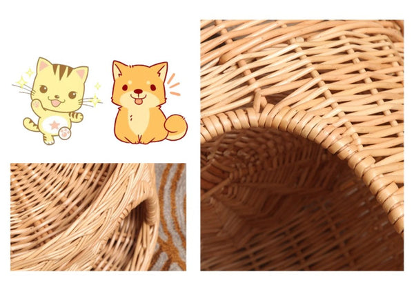 Large Cat House Basket with Washable Cushion for Indoor Cats and Dogs, Triple-Layer Cat Bed-LargePaintingArt.com