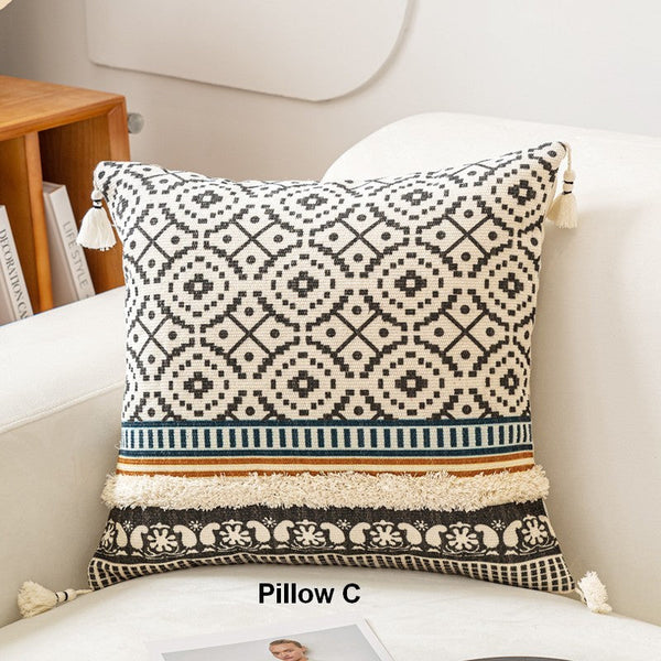 Contemporary Modern Pillow Covers, Square Pillows for Couch, Oriental Decorative Throw Pillows for Bedroom, Bohemian Decorative Sofa Pillows-LargePaintingArt.com