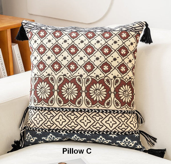 Geometric Modern Pillows, Decorative Throw Pillows for Living Room, Bohemian Decorative Sofa Pillows, Oriental Square Pillows for Couch