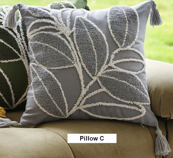Leaf Decorative Pillows for Bedroom, Contemporary Modern Sofa Pillow Covers, Square Modern Throw Pillows for Couch, Modern Decorative Pillows for Interior Design-LargePaintingArt.com