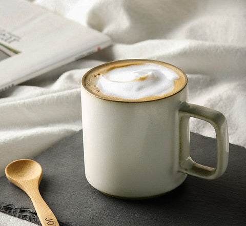 Modern Handmade Pottery Coffee Cup, Large Capacity Coffee Mugs, Unique Tea Cup, Creative White Black Ceramic Coffee Mugs-LargePaintingArt.com