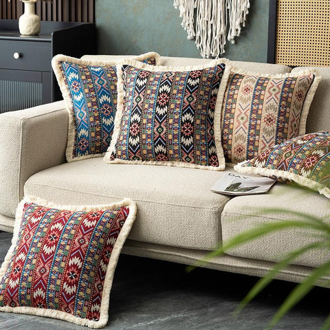 Bohemian Decorative Sofa Pillows for Living Room, Oriental Throw Pillow for Couch, Modern Geometric Decorative Throw Pillows for Bedroom-LargePaintingArt.com