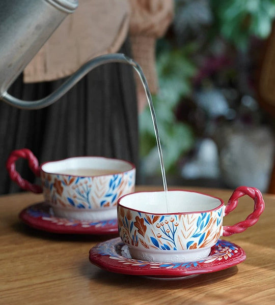 Ceramic Coffee Cup Set, Tea Cup With Saucer, Coffee Cup With Saucer, Porcelain Tea Cup Set, British Afternoon Tea Set, Gift Box Tea Set-LargePaintingArt.com