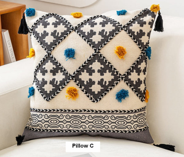 Decorative Throw Pillows for Couch, Geometric Modern Pillow Covers, Oriental Square Pillows for Bedroom, Bohemian Decorative Sofa Pillows-LargePaintingArt.com