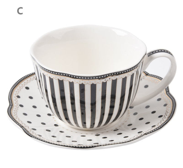 Unique Porcelain Cup and Saucer, Afternoon British Tea Cups, Creative Porcelain Tea Cup Saucer Set, Elegant Modern Ceramic Coffee Cups-LargePaintingArt.com