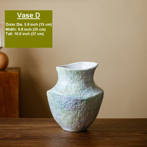 Modern Porcelain Flower Vases, Handmade Water Holding Flower Vases, Centerpiece on Dining Table, Ceramic Bouquet Vases, Flower Vases on Table-LargePaintingArt.com