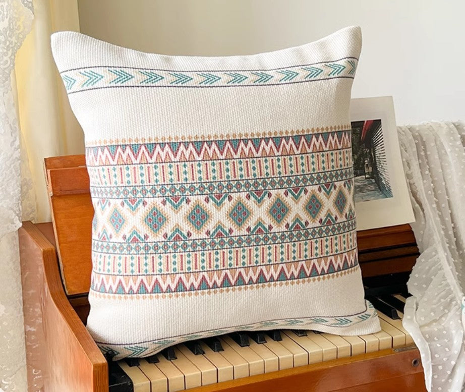Modern Square Pillows for Couch, Bohemian Decorative Sofa Pillows, Geometric Modern Pillow Covers, Oriental Decorative Throw Pillows for Dining Room-LargePaintingArt.com
