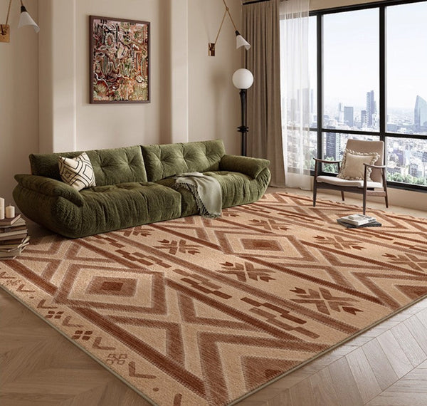Mid Century Modern Rugs Next to Bed, Contemporary Rugs for Bedroom, Abstract Modern Carpets for Living Room, Modern Rugs for Dining Room-LargePaintingArt.com