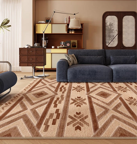 Mid Century Modern Rugs Next to Bed, Contemporary Rugs for Bedroom, Abstract Modern Carpets for Living Room, Modern Rugs for Dining Room-LargePaintingArt.com
