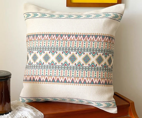 Modern Square Pillows for Couch, Bohemian Decorative Sofa Pillows, Geometric Modern Pillow Covers, Oriental Decorative Throw Pillows for Dining Room-LargePaintingArt.com