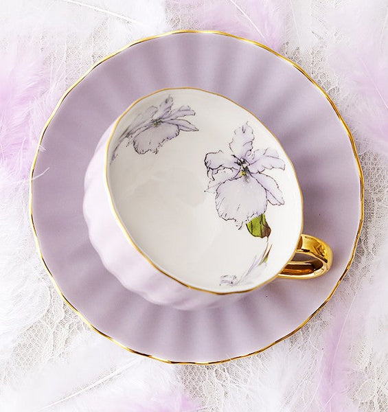 Beautiful British Tea Cups, Unique Afternoon Tea Cups and Saucers, Elegant Ceramic Coffee Cups, Royal Bone China Porcelain Tea Cup Set-LargePaintingArt.com