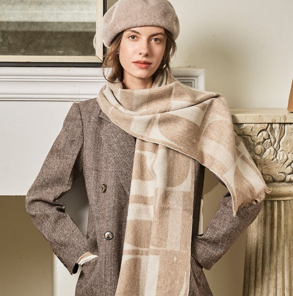 Cold Weather Scarf, Winter Scarf, Soft Cashmere Scarf for Women, Casual Scarf for Women, Modern Wool Scarf for Women, Fashion Designer Scarf-LargePaintingArt.com