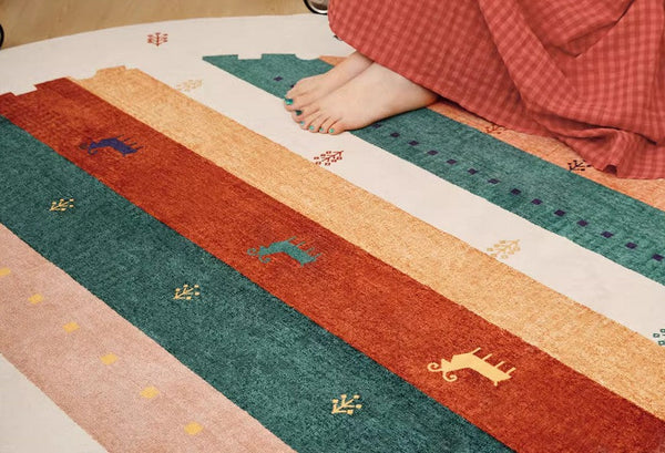 Modern Rugs for Children's Room, Geometric Modern Rug Ideas for Living Room, Circular Modern Rugs for Bathroom, Abstract Contemporary Round Rugs for Dining Room-LargePaintingArt.com