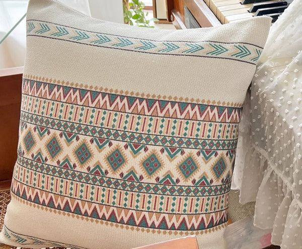 Modern Square Pillows for Couch, Bohemian Decorative Sofa Pillows, Geometric Modern Pillow Covers, Oriental Decorative Throw Pillows for Dining Room-LargePaintingArt.com