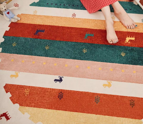 Modern Rugs for Children's Room, Geometric Modern Rug Ideas for Living Room, Circular Modern Rugs for Bathroom, Abstract Contemporary Round Rugs for Dining Room-LargePaintingArt.com