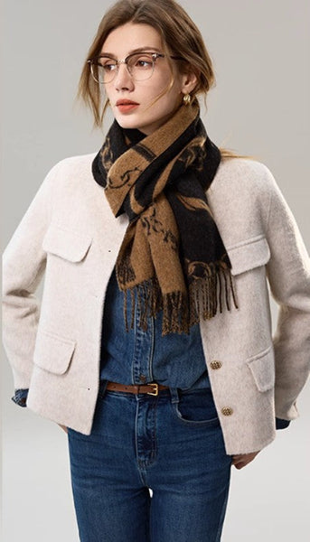 Cold Weather Scarf, Fashion Scarf, Soft Cashmere Scarf for Girls, Elegant Designer Scarf, Holiday Women Scarf, Christmas Gifts for Her, Modern Wool Scarf, Warm Winter Scarf-LargePaintingArt.com