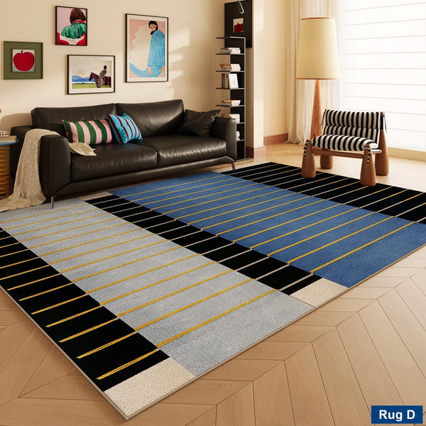 Bedroom Modern Floor Carpet, Blue Modern Rug Designs, Mid Century Modern Rugs, Contemporary Modern Rugs for Dining Room, Living Room Rug Ideas-LargePaintingArt.com