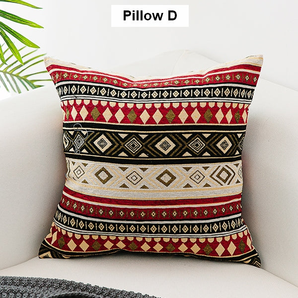Modern Decorative Throw Pillows, Geometric Pattern Chenille Throw Pillow for Couch, Bohemian Decorative Sofa Pillows-LargePaintingArt.com