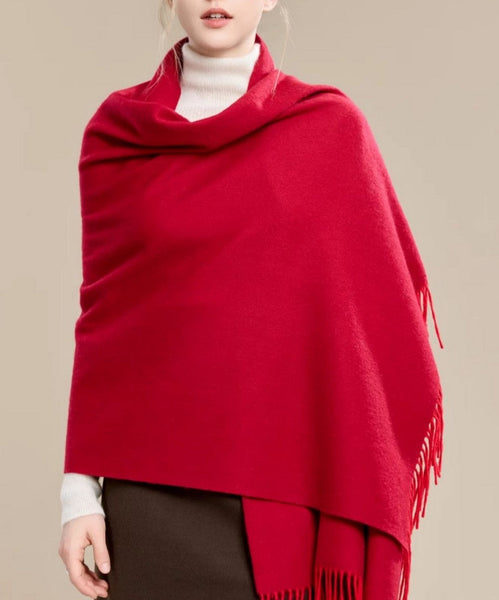 Long Wool Scarf, Soft Wool Scarf for Women, Evening Wrap, Red Winter Shawl, Elegant Shawl, Warm Cape, Fashion Scarf, Christmas Gift, Gifts for Women-LargePaintingArt.com