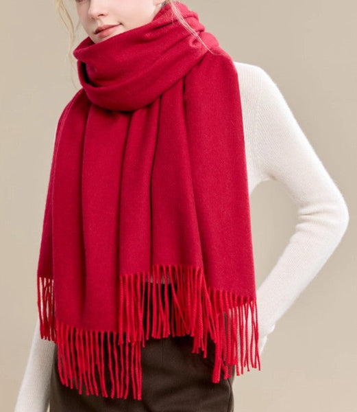 Long Wool Scarf, Soft Wool Scarf for Women, Evening Wrap, Red Winter Shawl, Elegant Shawl, Warm Cape, Fashion Scarf, Christmas Gift, Gifts for Women-LargePaintingArt.com